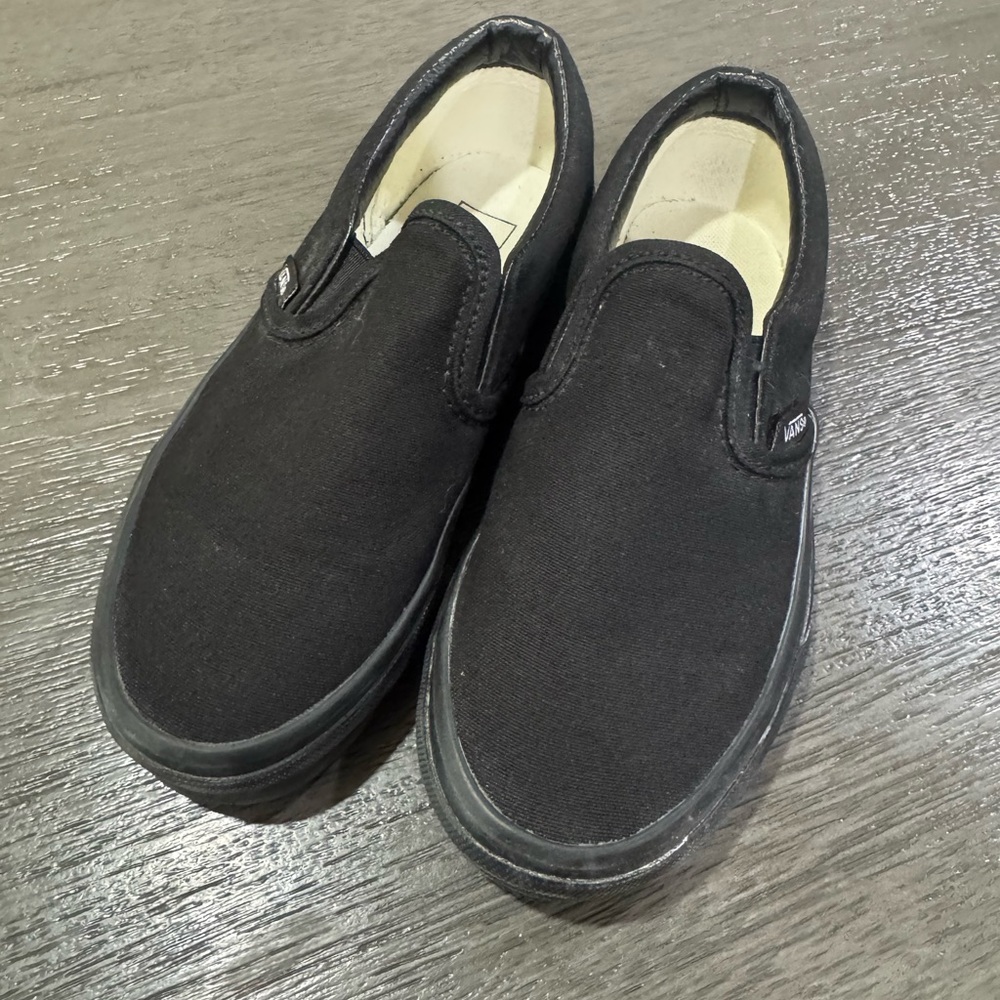 Vans Kids Black Slip-On Canvas Sneakers